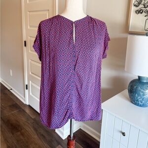 Geometric Patterned Blue Pink Top